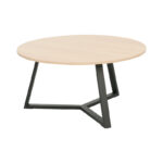 Coffee table Berton in natural color and black metal D80x40cm - Image 2