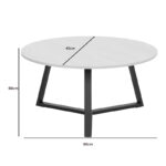 Coffee table Berton in natural color and black metal D80x40cm - Image 5