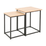 Side tables Quano set 2 pieces in natural color and black metal - Image 2
