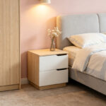 Verena bedside table in natural with white color 48x40x48cm