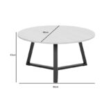 Coffee table Berton taupe with black metal D80x40cm - Слика 4
