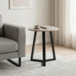 Side table Berton taupe and black metal D45x52cm