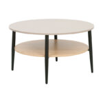 Coffee table Kody taupe with oak and black metal D80x45cm - Слика 2