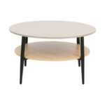 Coffee table Kody taupe with oak and black metal D80x45cm - Слика 3