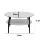 Coffee table Kody taupe with oak and black metal D80x45cm - Слика 4
