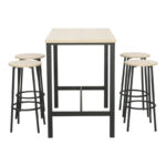 Bar set of 5pieces Arzo in natural color with black metal 100x60x86cm - Image 2