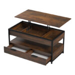 Coffee table Lumio brown rustic-black metal 100x50x48-53cm - Слика 3