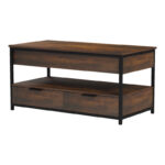Coffee table Lumio brown rustic-black metal 100x50x48-53cm - Слика 5
