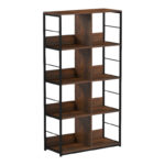Bookcase-Shelf Bocklet rustic brown-black metal 80x33x149cm - Image 2