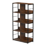 Bookcase-Shelf Bocklet rustic brown-black metal 80x33x149cm - Image 4