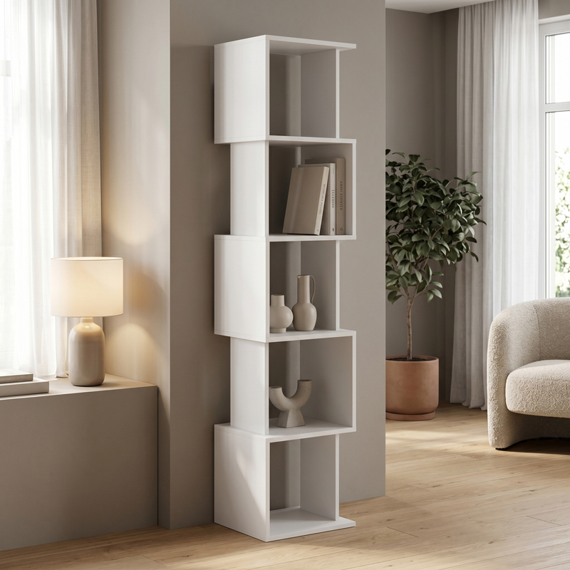 230-000173 Cubik white bookcase 35x30x161cm - Слика 1