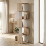 Cubik sonoma with grey beige marble look bookcase 35x30x161cm