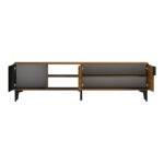 Riba tv cabinet walnut-black marble look 180x34x51cm - Image 2