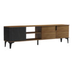 Riba tv cabinet walnut-black marble look 180x34x51cm - Image 3