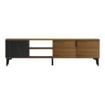 Riba tv cabinet walnut-black marble look 180x34x51cm - Image 4