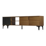 Riba tv cabinet walnut-black marble look 180x34x51cm - Image 5