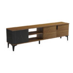 Riba tv cabinet walnut-black marble look 180x34x51cm - Image 6