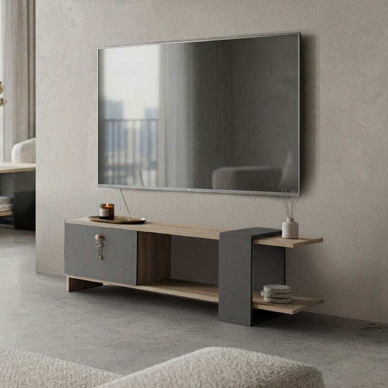 230-000200 Standi TV cabinet in sonoma-anthracite 120x25x36.8cm - Слика 1