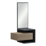 Kendi wall-mounted entrance furniture with mirror in anthracite-sonoma 49.1x31.3x90cm - Image 3