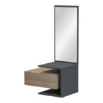 Kendi wall-mounted entrance furniture with mirror in anthracite-sonoma 49.1x31.3x90cm - Image 4