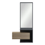 Kendi wall-mounted entrance furniture with mirror in anthracite-sonoma 49.1x31.3x90cm - Image 5