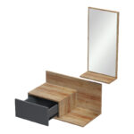 Miranda entrance furniture with mirror in oak-anthracite shade 60x30x89.5cm - Image 2