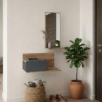 Miranda entrance furniture with mirror in oak-anthracite shade 60x30x89.5cm
