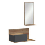 Miranda entrance furniture with mirror in oak-anthracite shade 60x30x89.5cm - Image 3