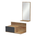 Miranda entrance furniture with mirror in oak-anthracite shade 60x30x89.5cm - Image 4