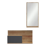 Miranda entrance furniture with mirror in oak-anthracite shade 60x30x89.5cm - Image 5