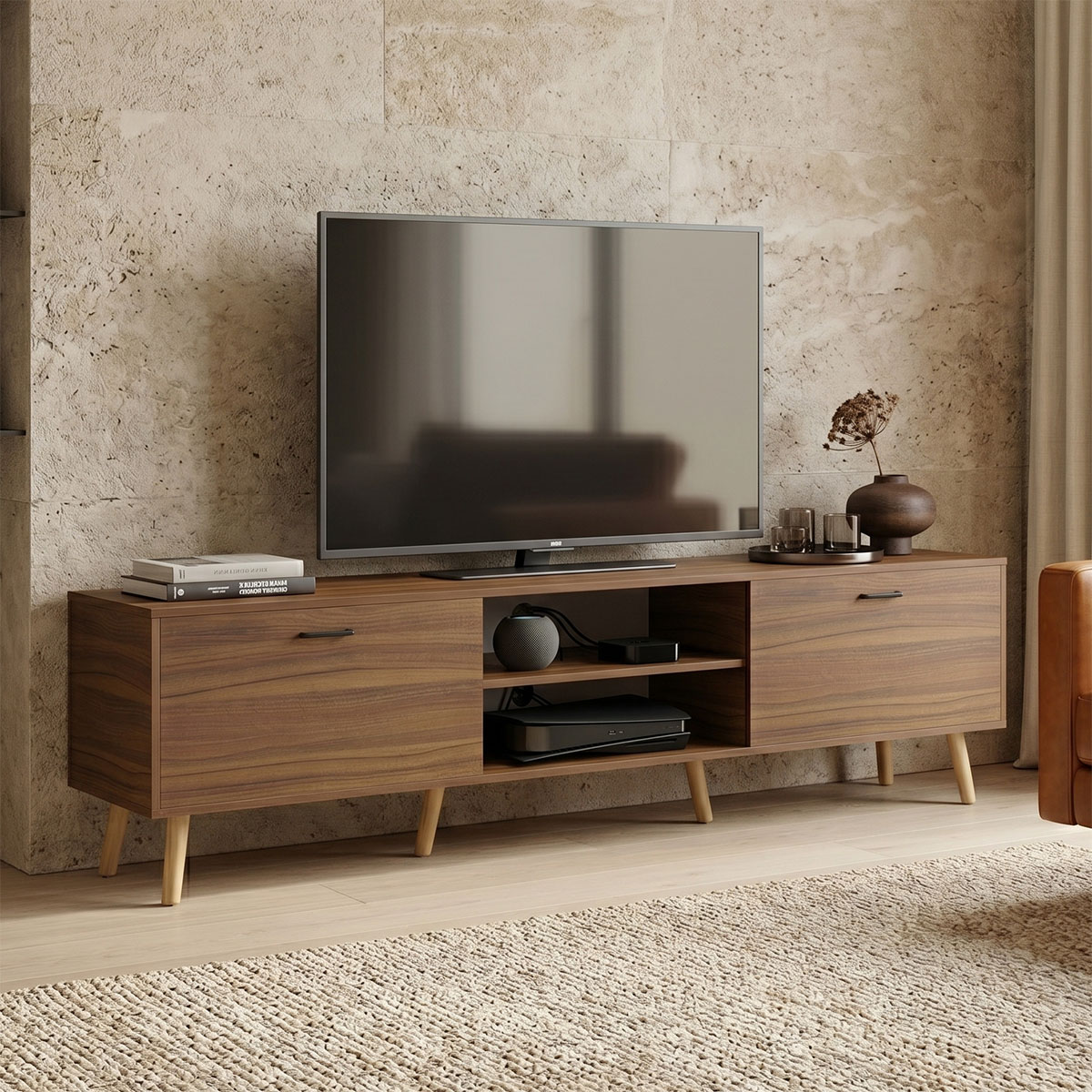 230-000206 TV stand Gorna walnut 180x35x48.6cm - Слика 1
