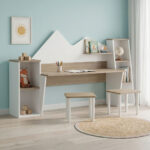 Children's desk with stool Dualto sonoma-white 180x30x93.6cm