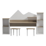 Children's desk with stool Dualto sonoma-white 180x30x93.6cm - Image 3