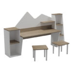 Children's desk with stool Dualto sonoma-white 180x30x93.6cm - Image 4