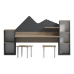 Children's desk with stool Dualto sonoma-anthracite 180x30x93.6cm - Image 3