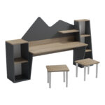 Children's desk with stool Dualto sonoma-anthracite 180x30x93.6cm - Image 4