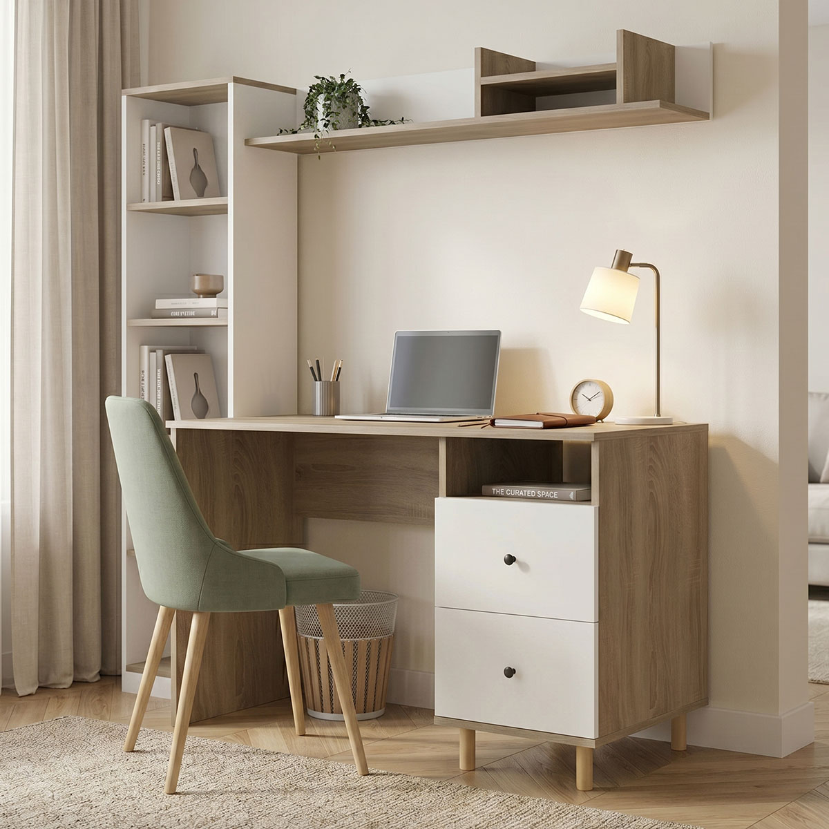230-000211 Office unit Kontor sonoma-white 160x50x158.2cm - Слика 1