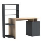 Office desk with a bookshelf and a cabinet Meza in sonoma-anthracite 146.3x55x128.8cm - Слика 2