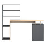 Office desk with a bookshelf and a cabinet Meza in sonoma-anthracite 146.3x55x128.8cm - Слика 4