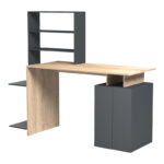 Office desk with a bookshelf and a cabinet Meza in sonoma-anthracite 146.3x55x128.8cm - Слика 5