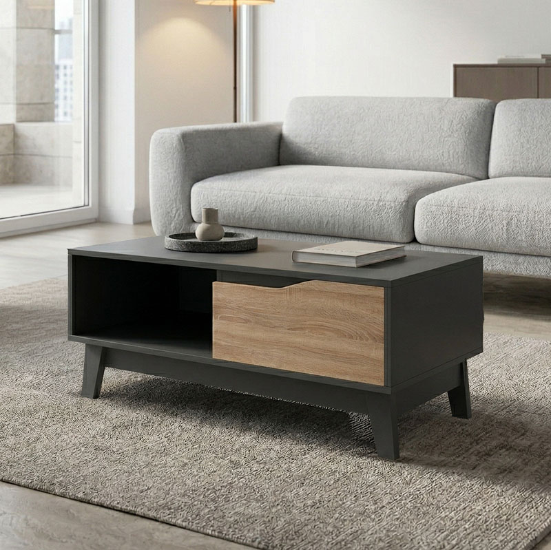 230-000217 Judas coffee table in anthracite-sonoma 90x45x38.5cm - Image 1