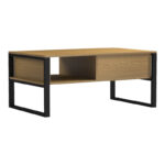 Bendon coffee table light walnut - black metal 100x60x44.5cm - Слика 2