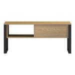 Bendon coffee table light walnut - black metal 100x60x44.5cm - Слика 3