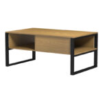 Bendon coffee table light walnut - black metal 100x60x44.5cm - Слика 4