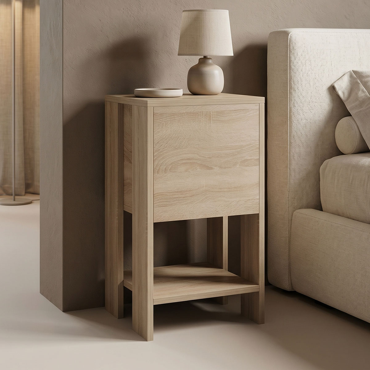 230-000223 Bedside table Reppo sonoma 30x30x55cm - Слика 1