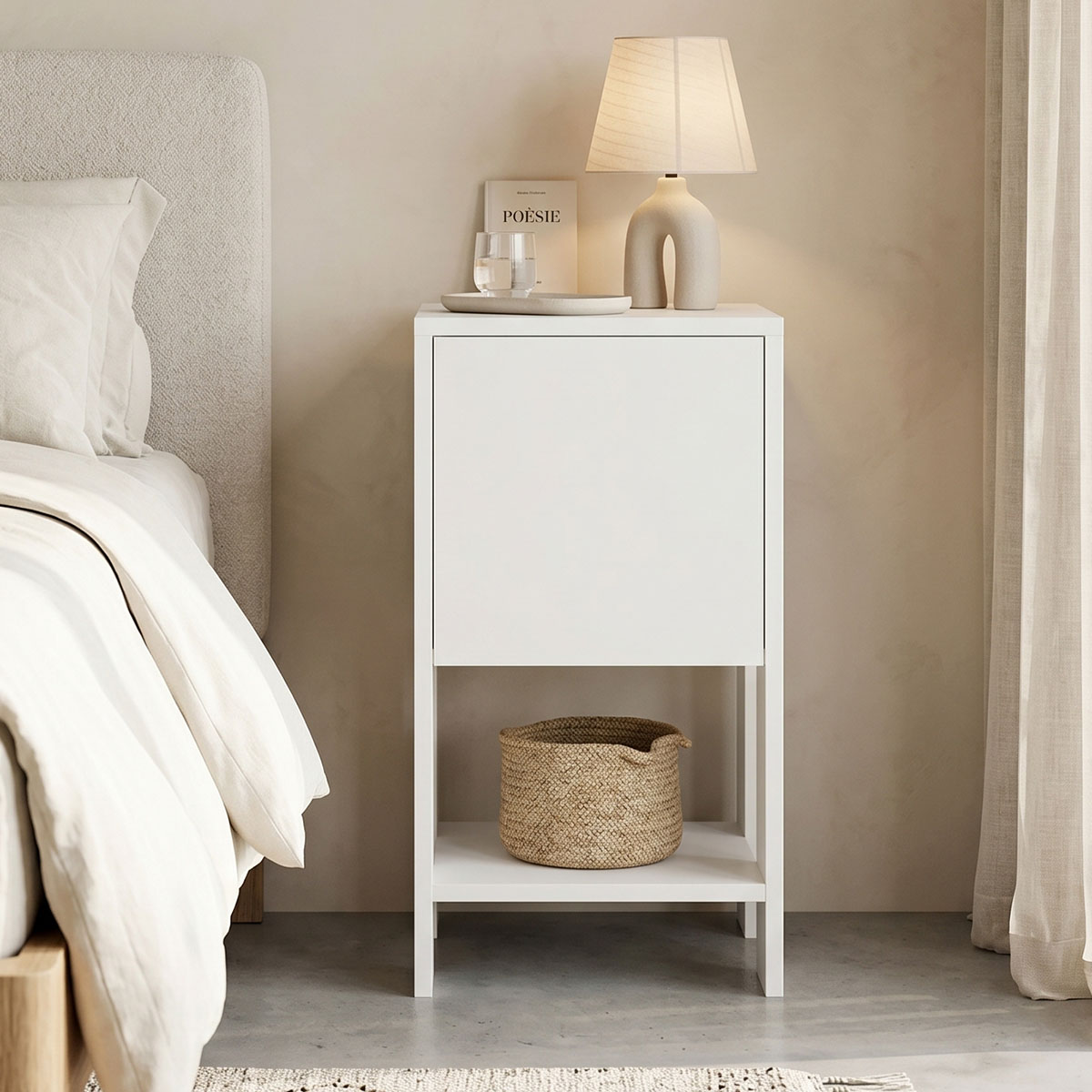 230-000225 Bedside table Reppo white 30x30x55cm - Image 1