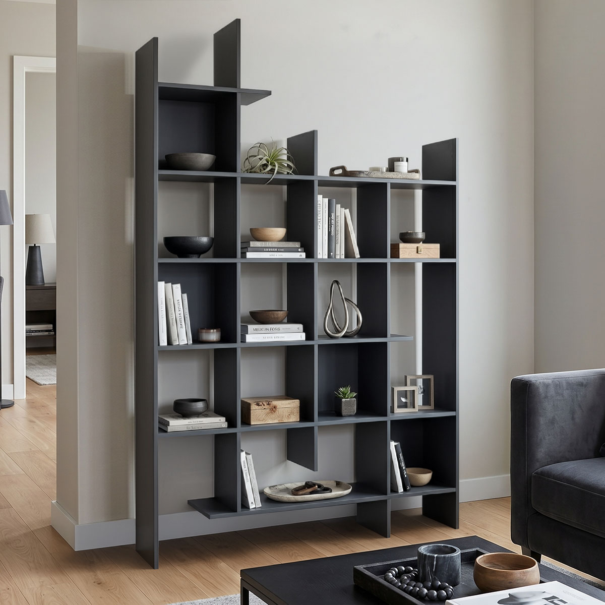 230-000227 Manco bookcase anthracite 122x25.5x188cm - Image 1