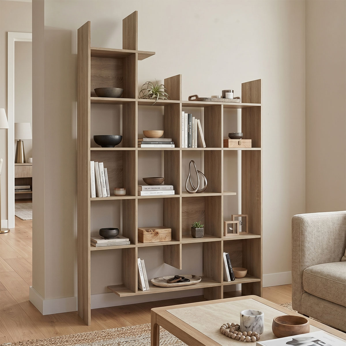 230-000228 Manco bookcase sonoma 122x25.5x188cm - Слика 1