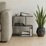 Wesmol side table-bookcase anthracite marble look 50x20x50cm