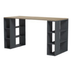 Office desk Praga anthracite-sonoma 140x60x75cm - Image 4